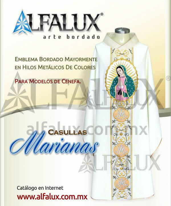 06 FLOR LIZ Blanco Brocado Laterales Virgen Guadalupe  34